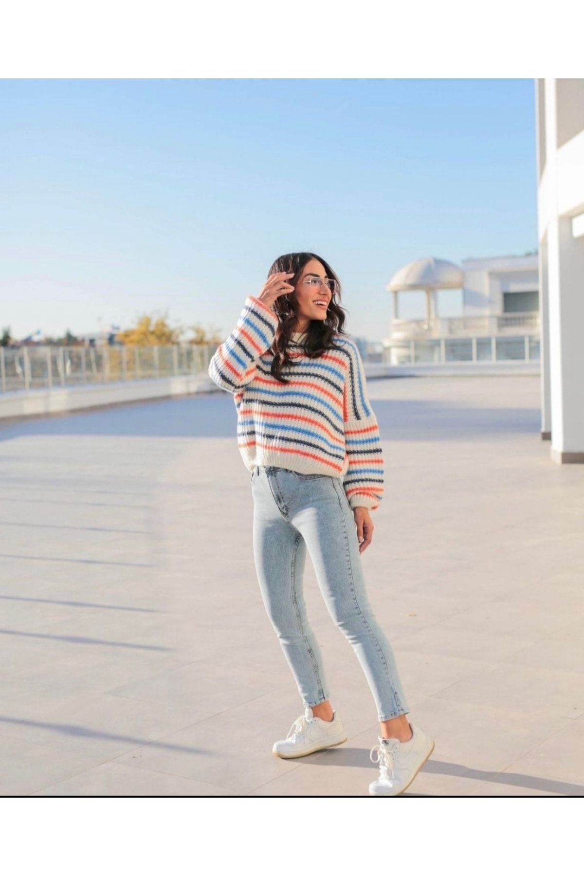 Women's colorful striped discount sweater