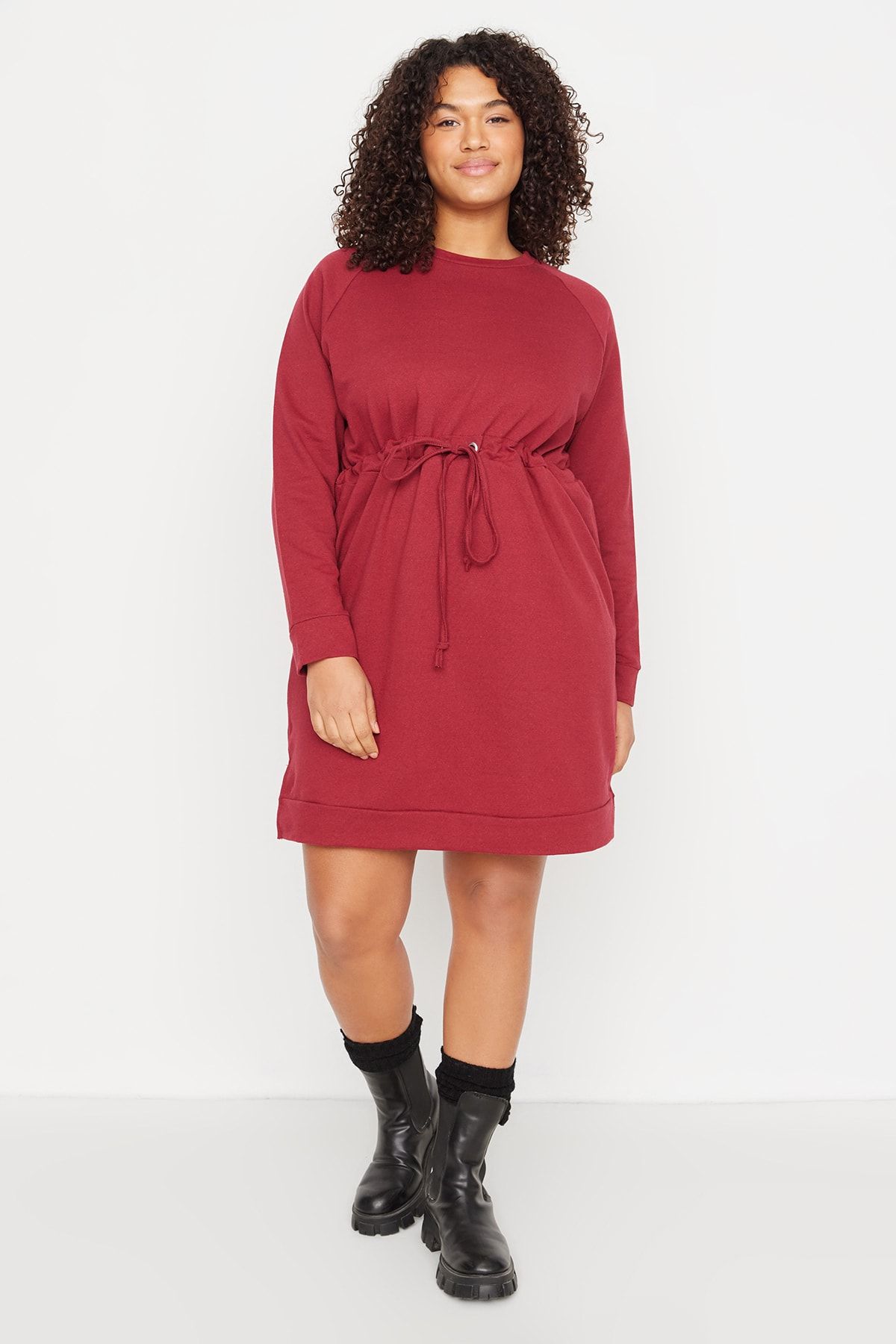 Plus size burgundy deals skater skirt