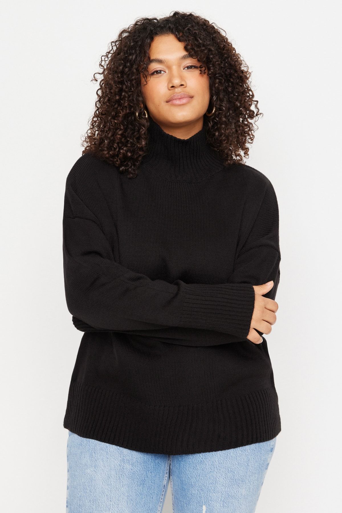Off shoulder turtleneck sweater 2025