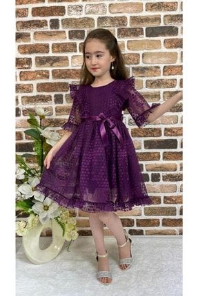 Fırfır Omuz Detaylı Kız Çocuk Balo Elbise FIRFIR5454
