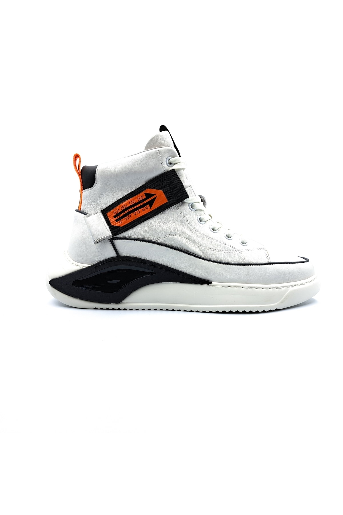 Guja Hakiki Deri Erkek Bilekli Beyaz Sneaker Spor Ayakkabı ZN8538