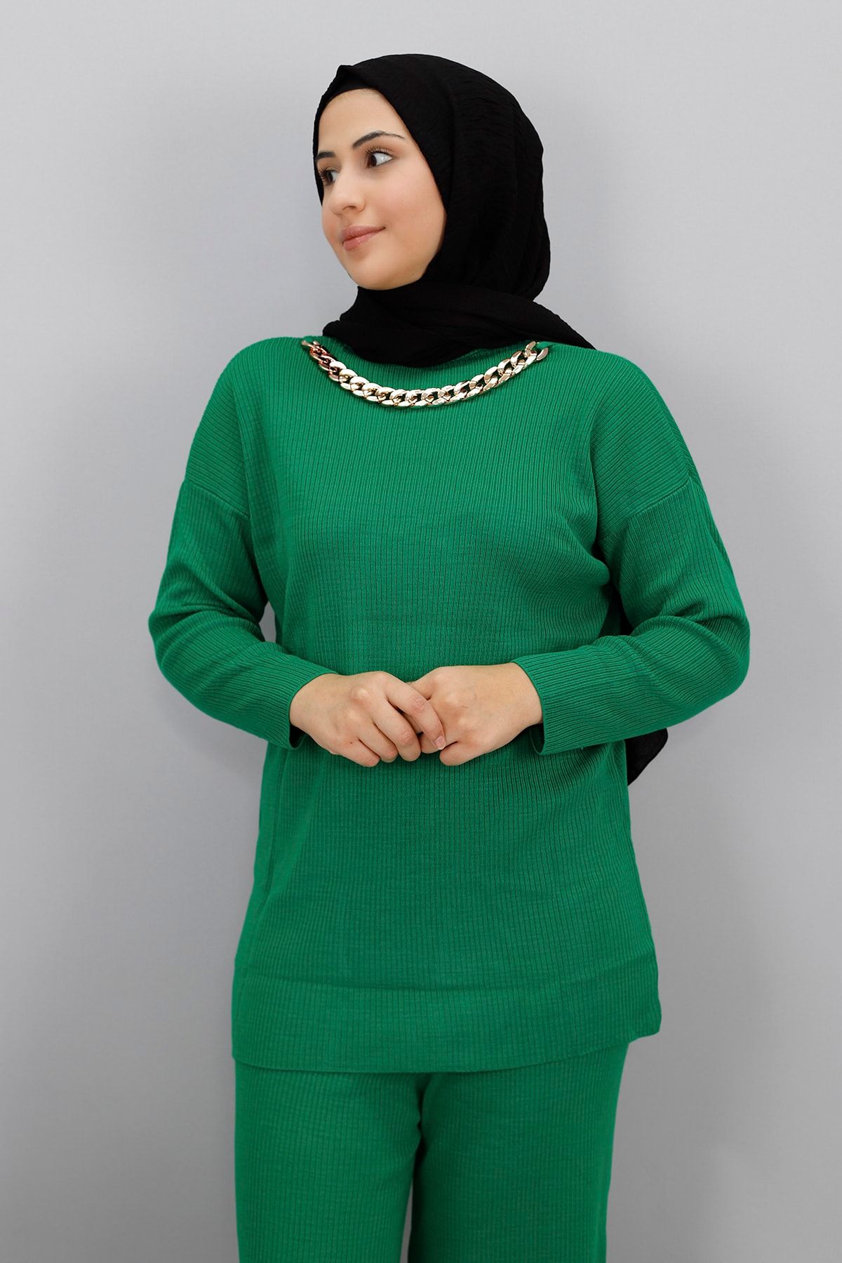 Butik-Turtleneck Chain Detailed Knitwear Set 1