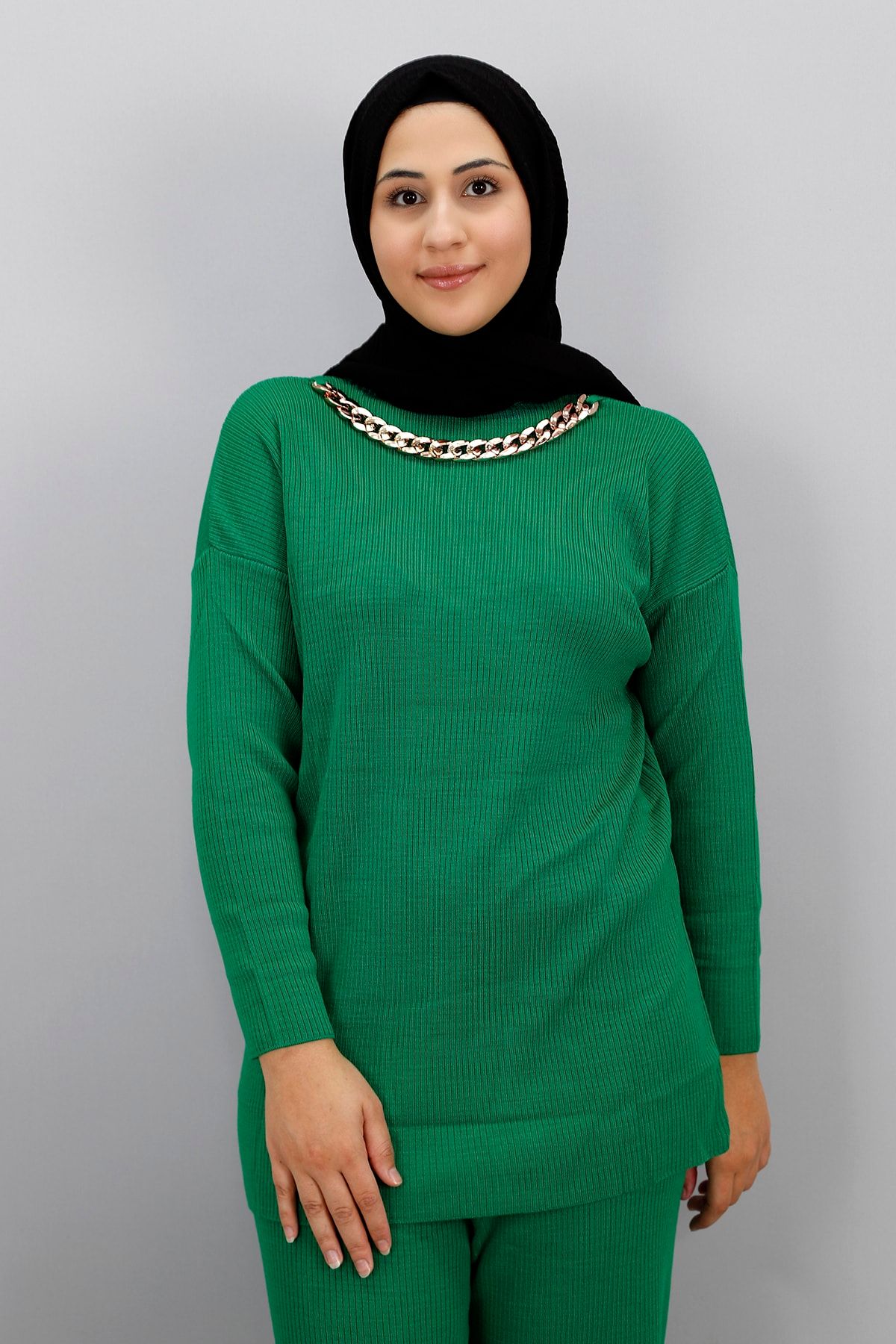 Butik-Turtleneck Chain Detailed Knitwear Set 2