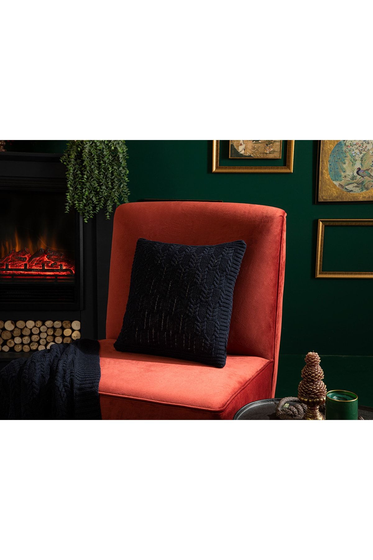Dark red top cushions