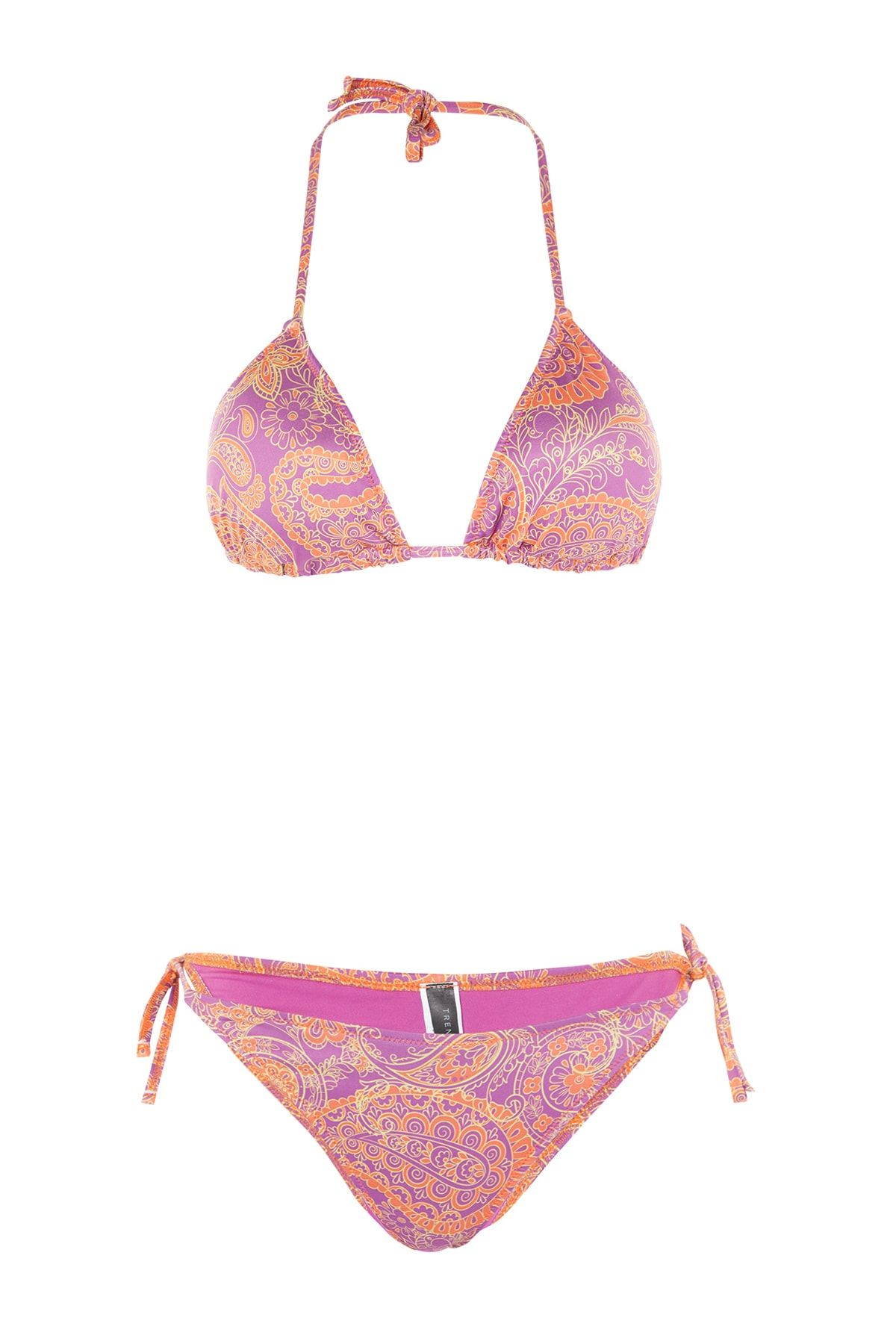 Trendyol Collection-Triangel-Bikini-Set zum Binden und Schalmuster TBESS23BT00005 6