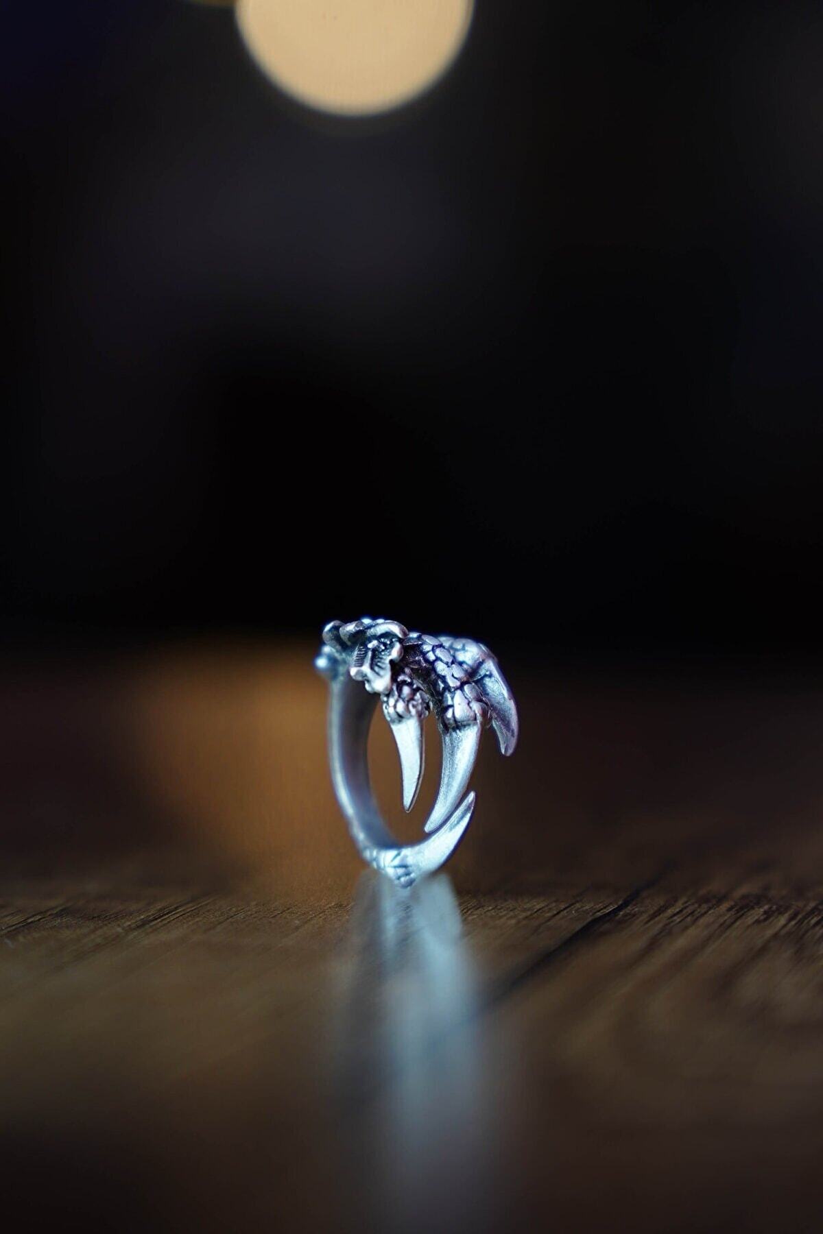 axexuar-Claw Model Adjustable Black Men's Women's Ring 6