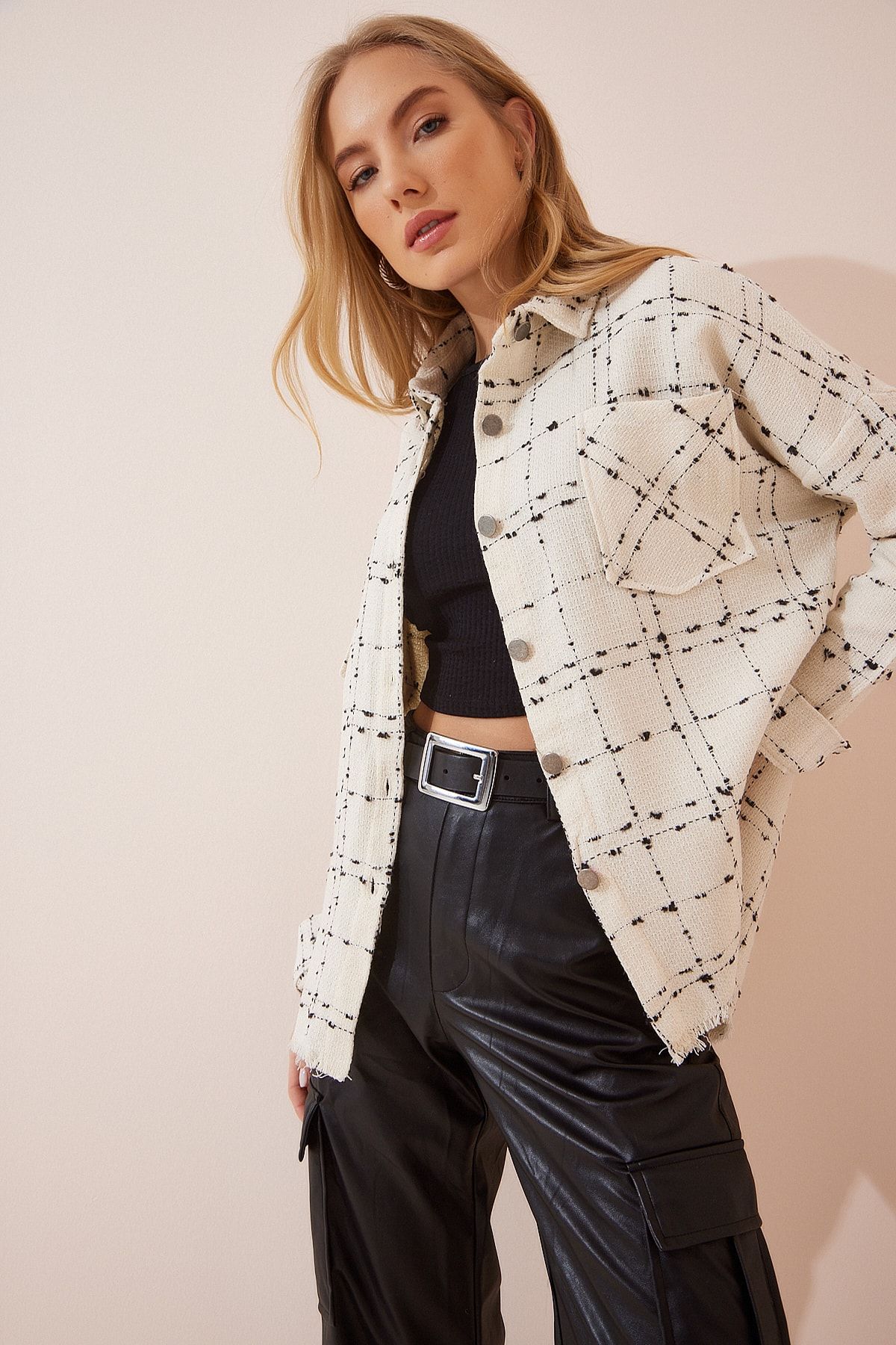Happiness İstanbul Jacke Ecru Oversized Fast ausverkauft