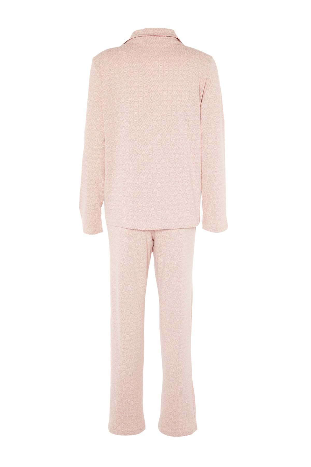 Trendyol Collection Powder 100% Cotton Printed Knitted Pajamas Set ...