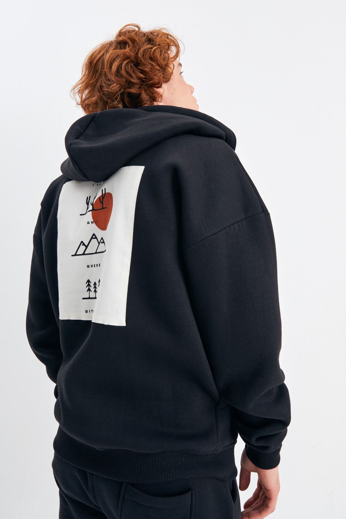 Northlight-Unisex Black I'll Go Anywhere With You Piece Print Soft Zippered Oversize Hoodie Set 3