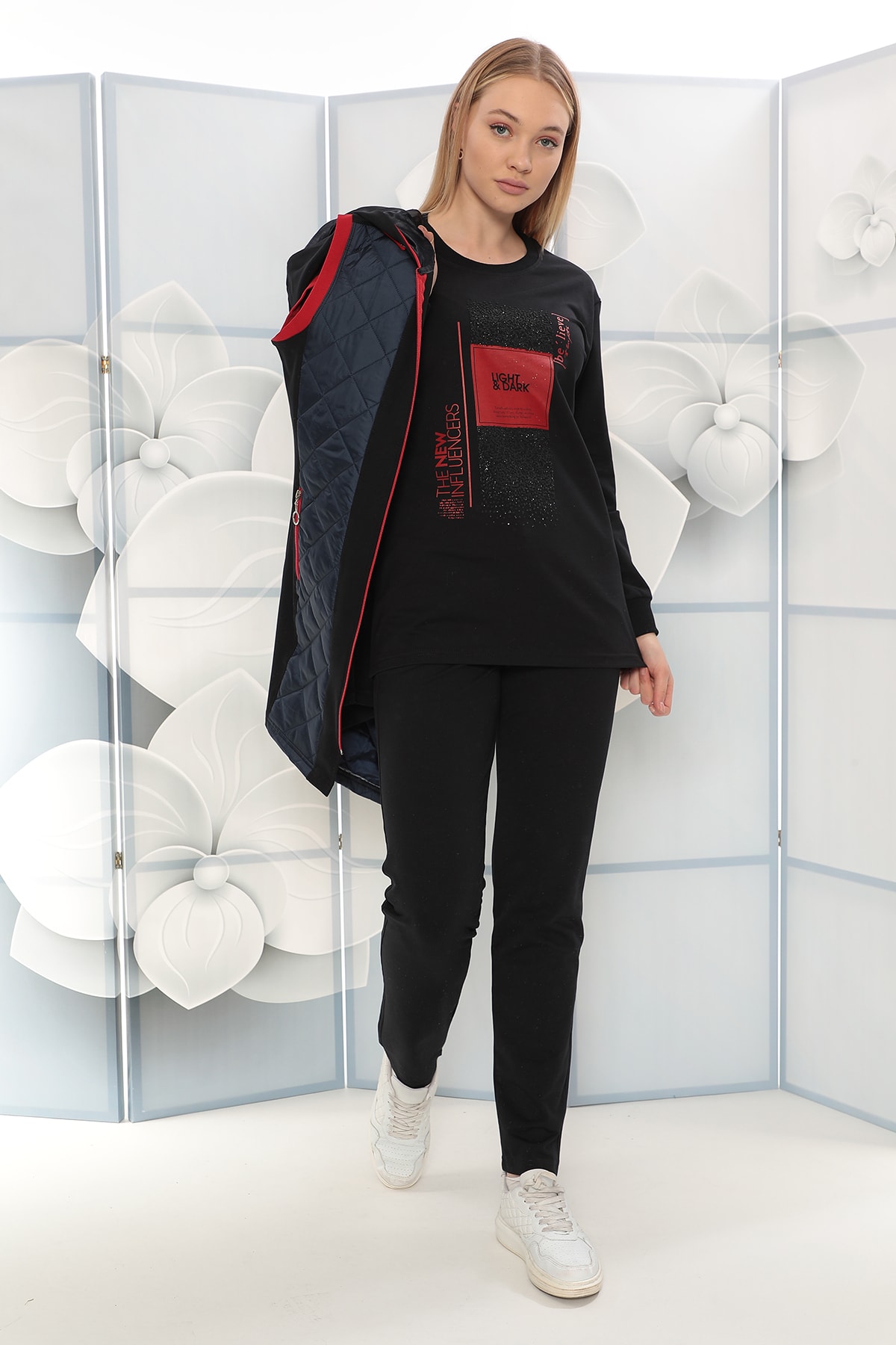 WND SPORT Kapüşonlu Boydan Fermuarlı Baskılı Armalı Klasik Paça Wnd