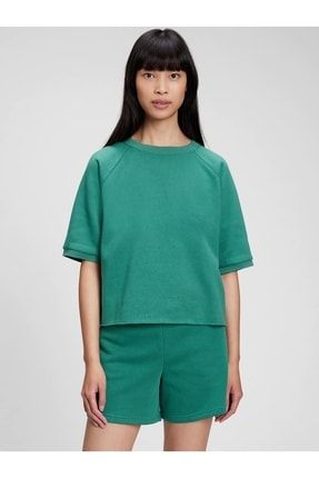 Kadın Yeşil Vintage Soft Kısa Kollu T-shirt 863652