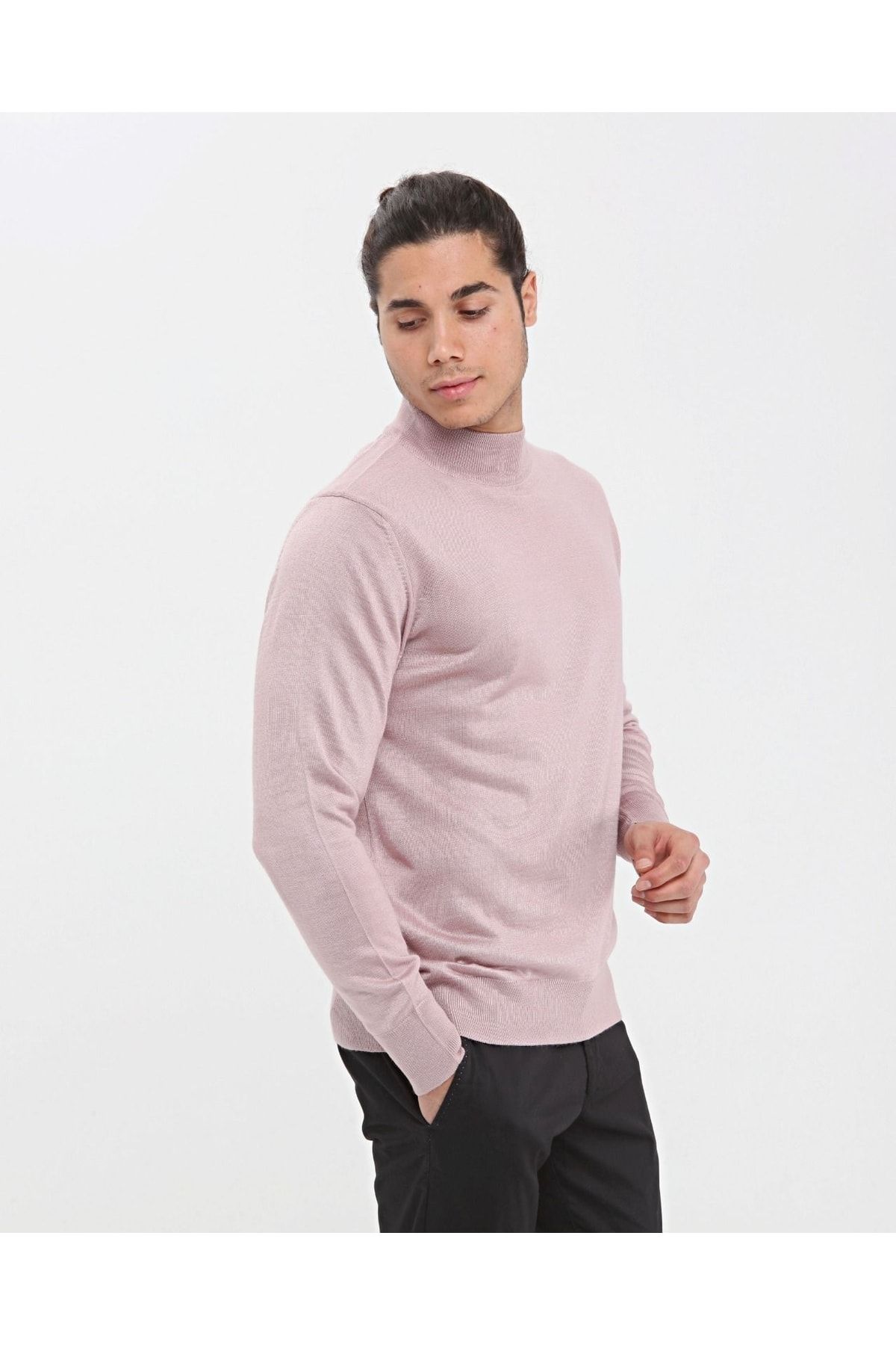 Mens pink roll neck on sale jumper