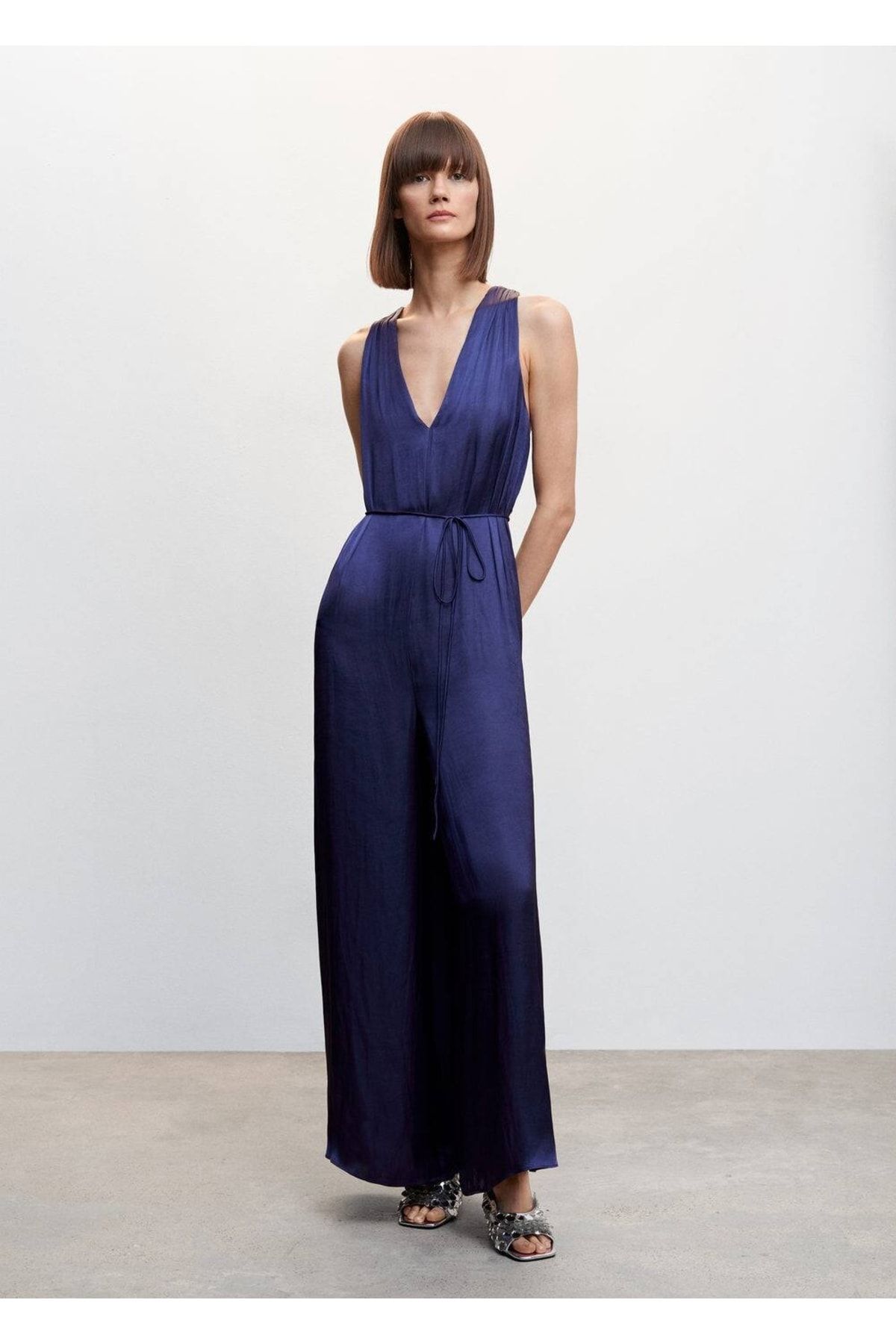 Mango blue jumpsuit hot sale