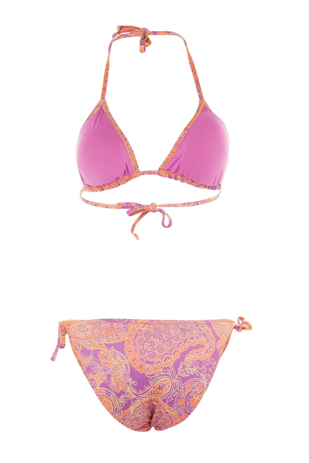 Trendyol Collection-Triangel-Bikini-Set zum Binden und Schalmuster TBESS23BT00005 8