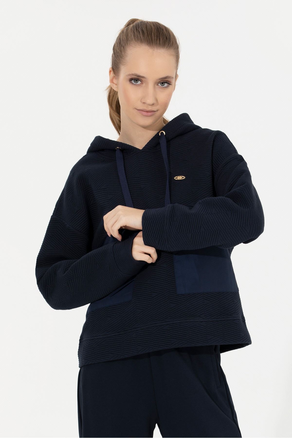 Dark blue hoodie womens discount