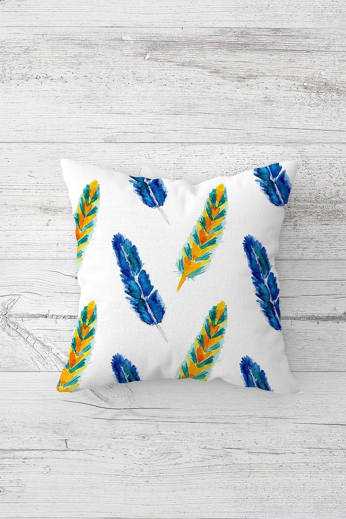 on the clouds-Feather and Colorful Triangle Block Hidden Zippered Throw Pillow Cover Sofa Pillow Cover Set (4pcs) 3