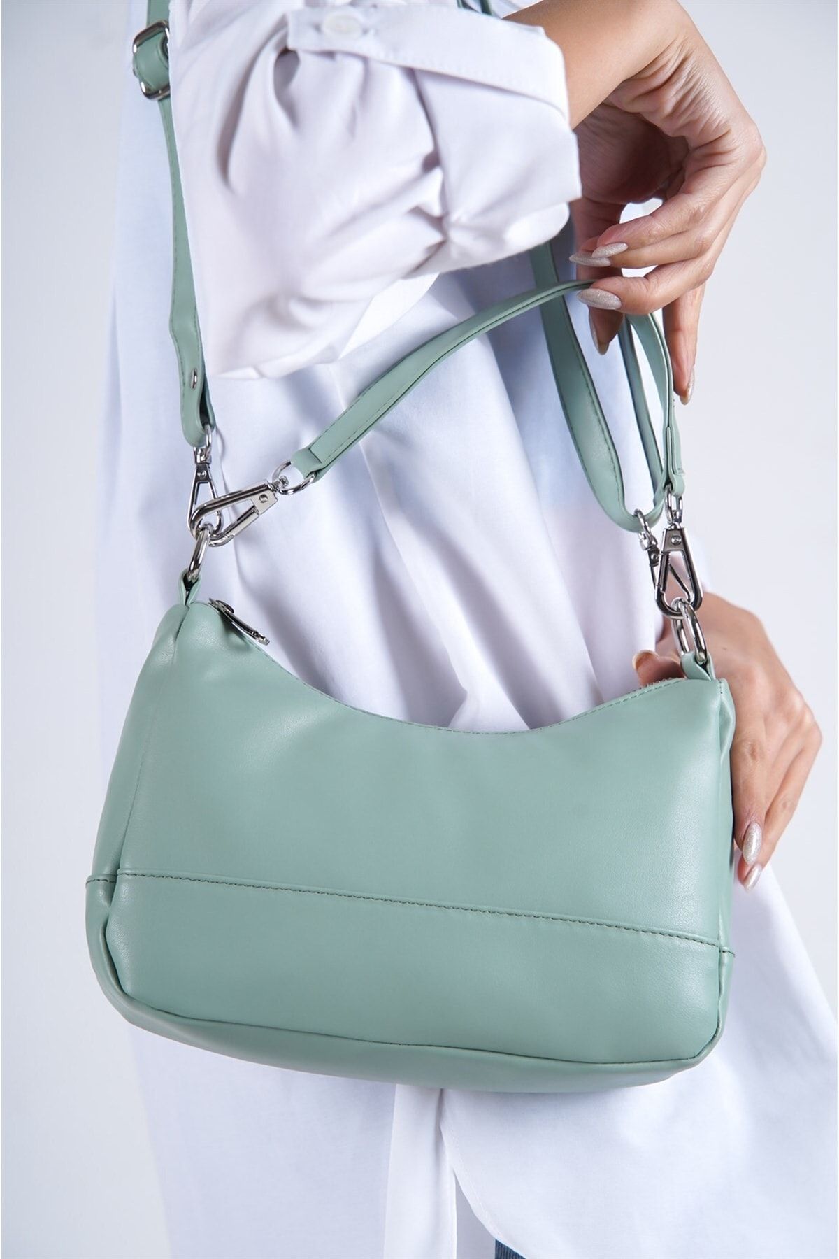 Mint green outlet baguette bag