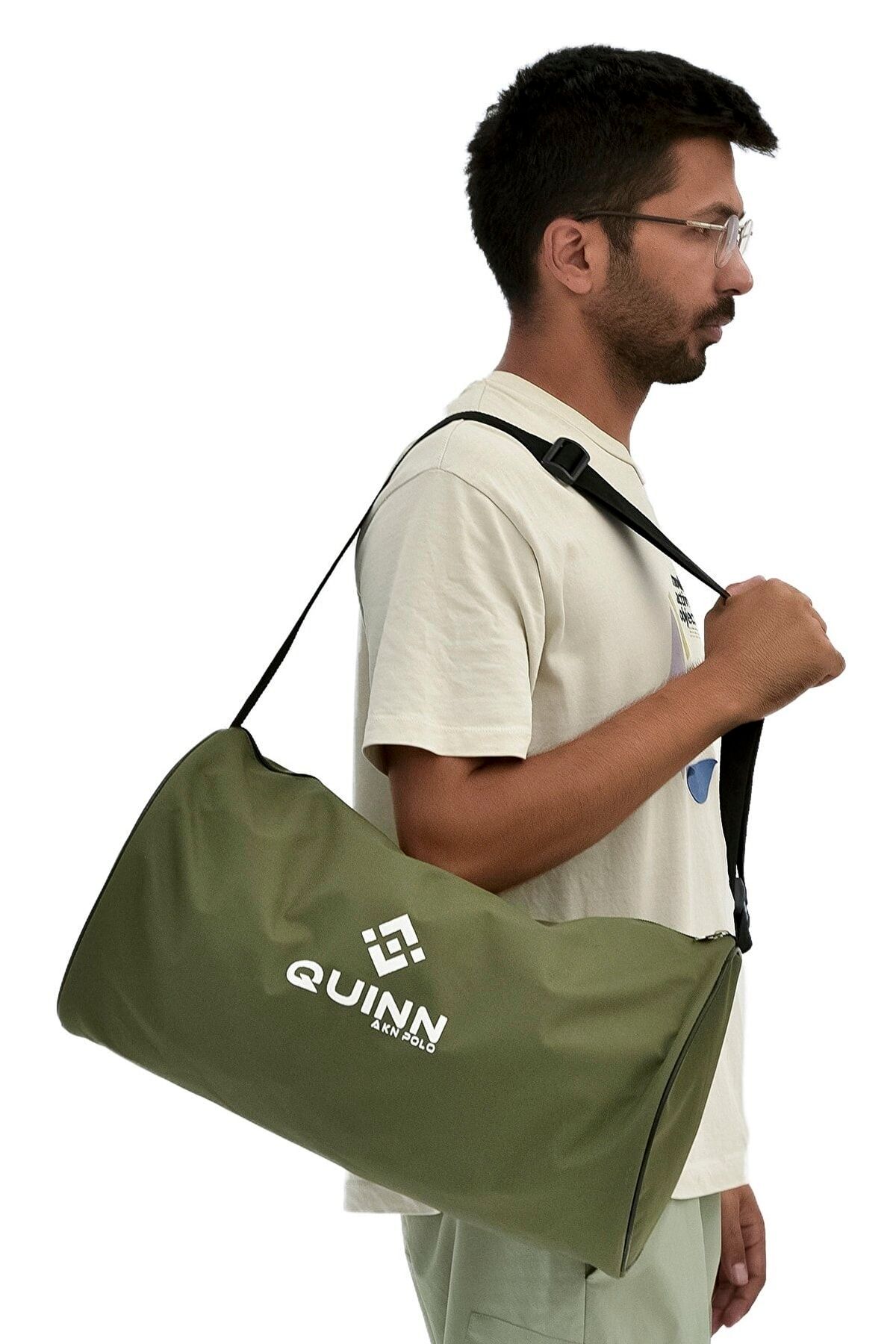 BST BAGS Unisex Haki Ayarlanabilir Askılı Silindir Model Fitness Çanta Spor El Ve Omuz Çantası Fitnes