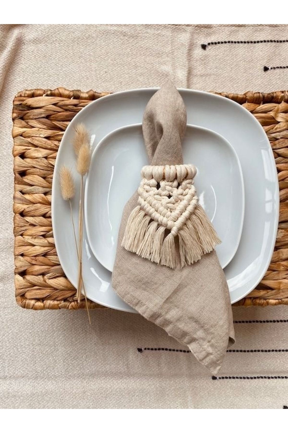 aedmakrome Macrame Detailed Wooden Ring Napkin Holder Trendyol