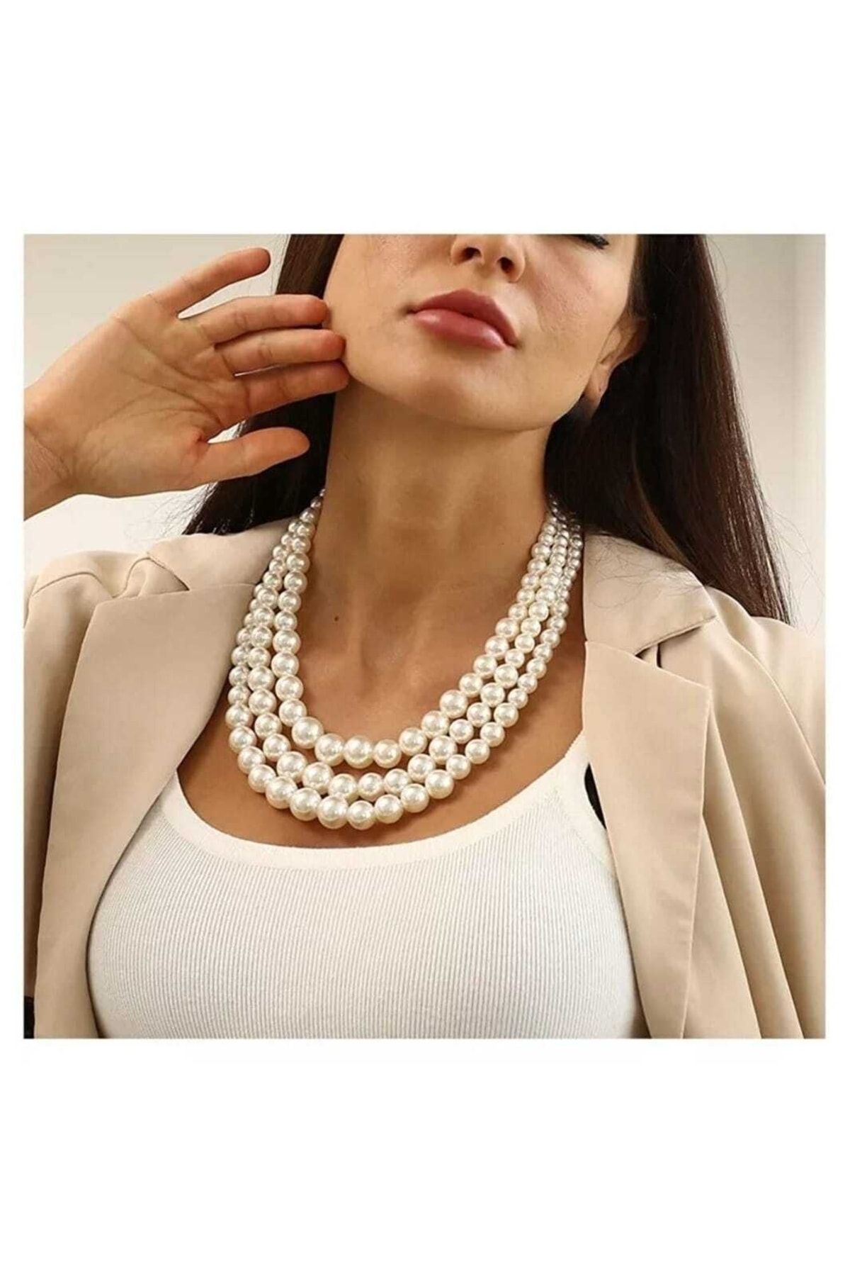 Triple row outlet pearl necklace