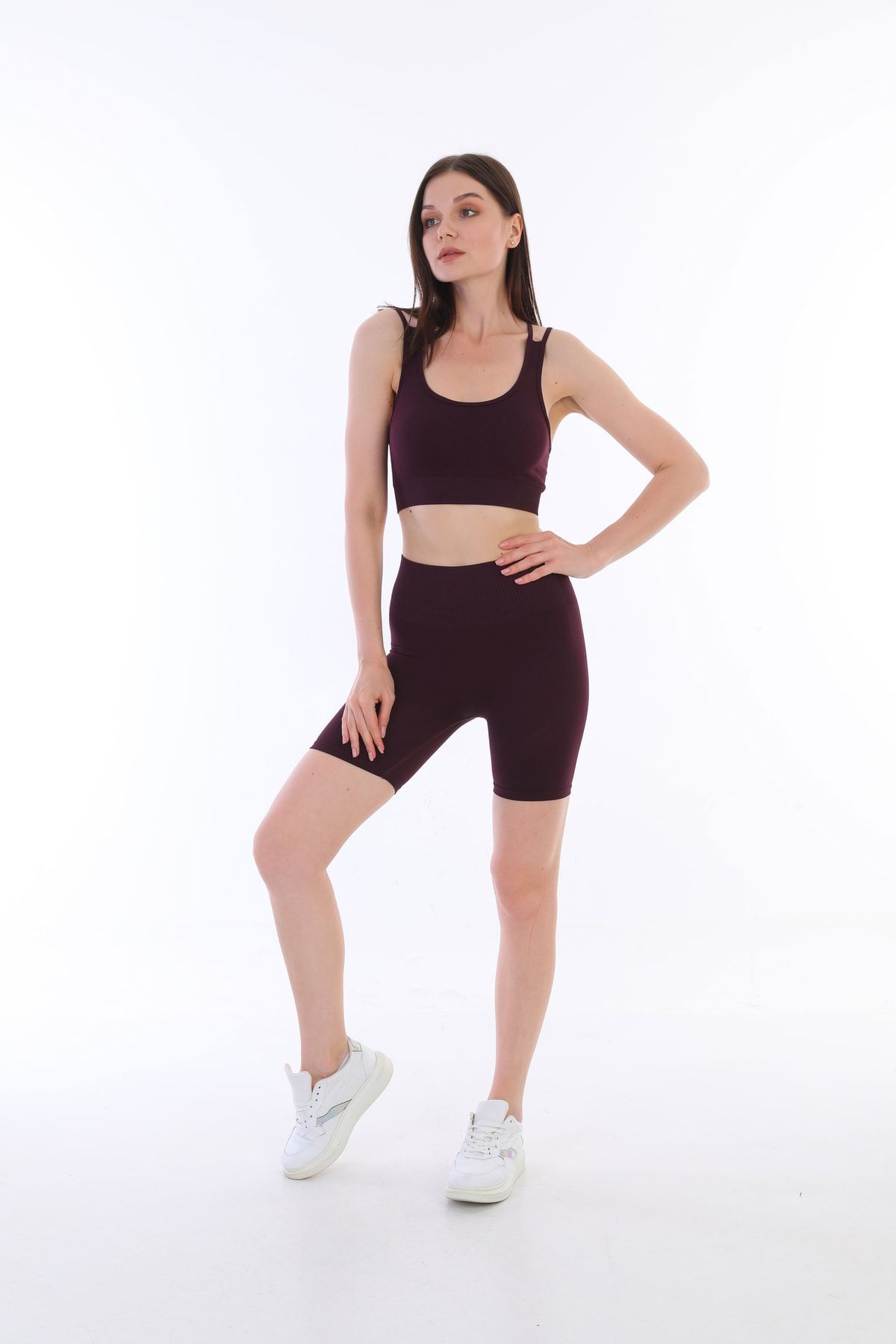 selfavor Seamless Çapraz Askılı Sporcu Sütyeni Ve Kısa Tayt Takımı