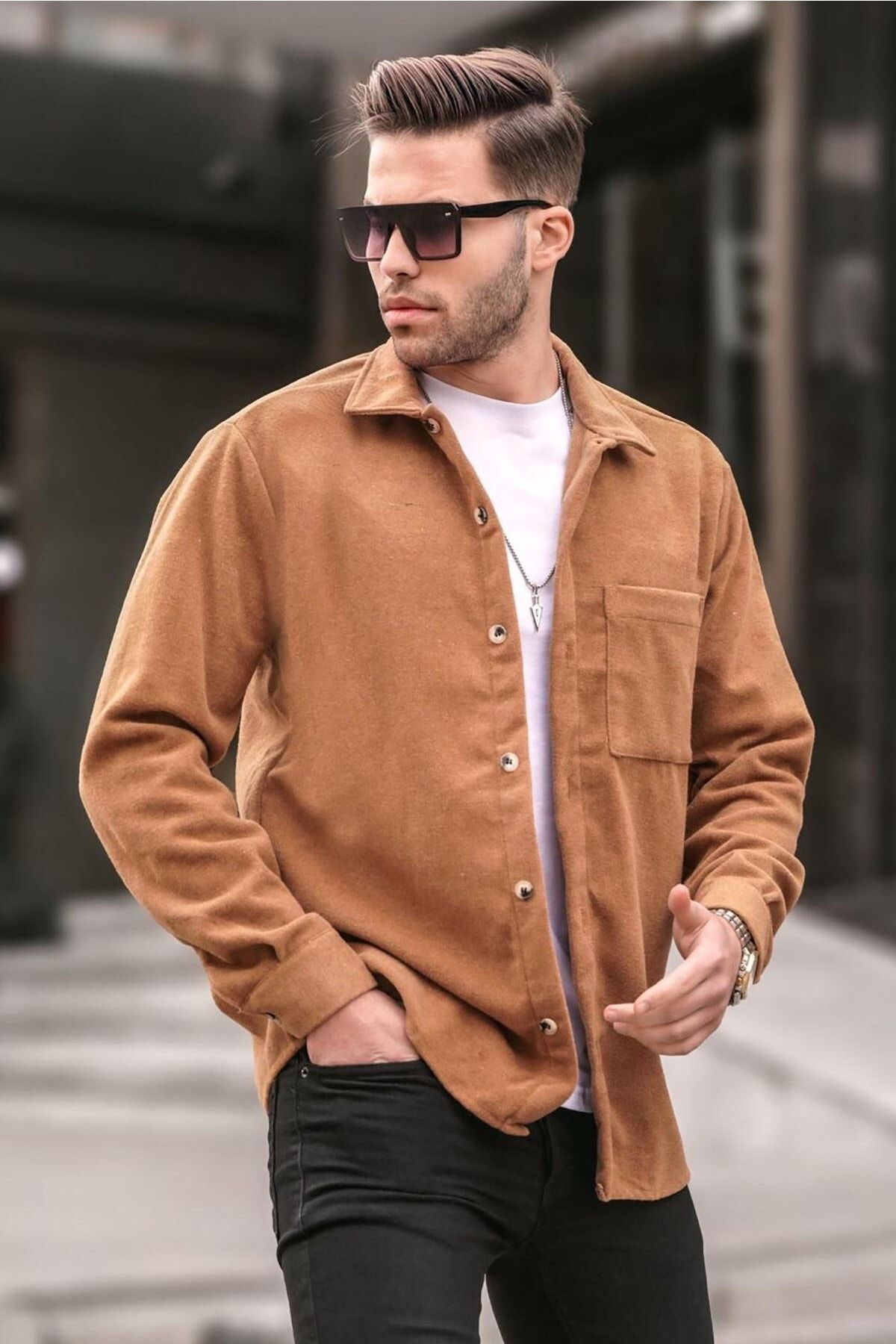 Madmext Camel Regular Fit Oduncu Gömlek 5580