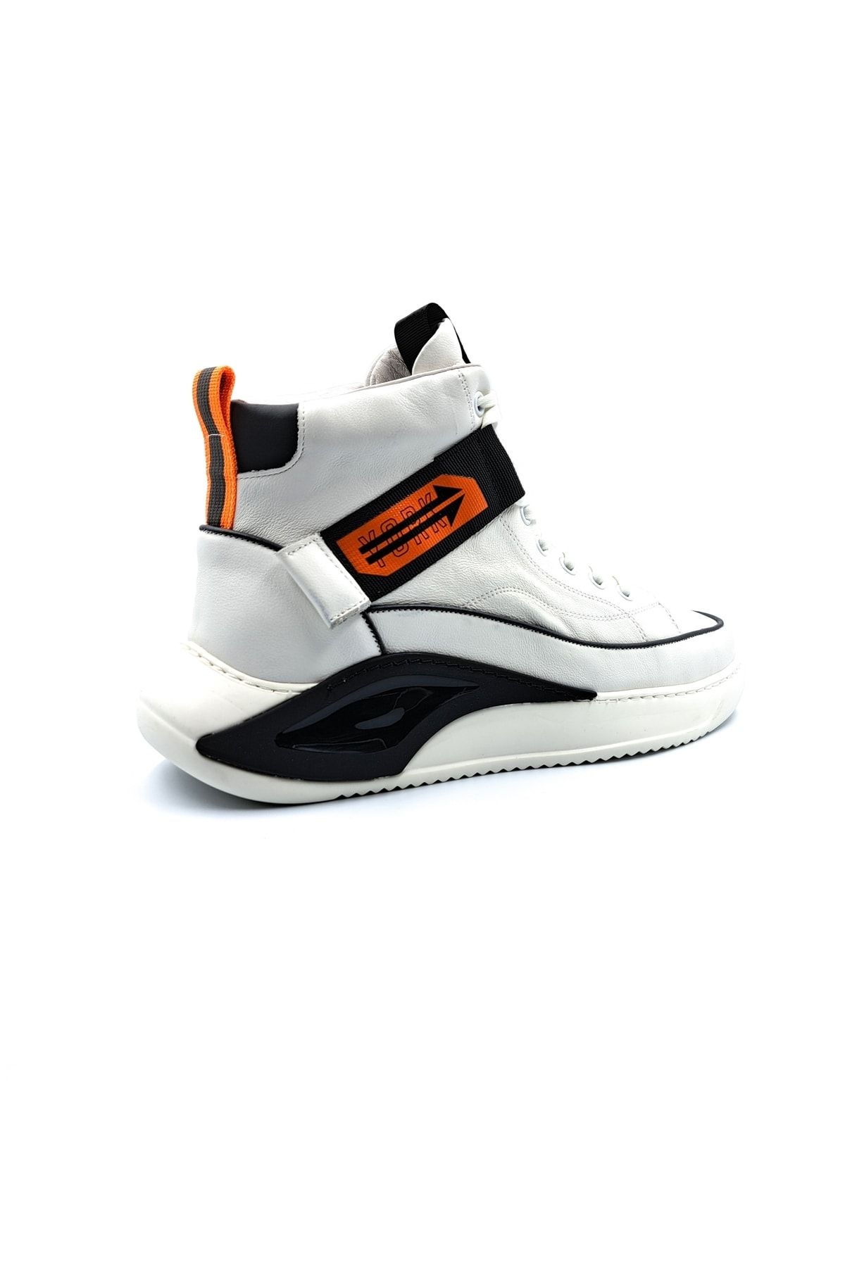 Guja Hakiki Deri Erkek Bilekli Beyaz Sneaker Spor Ayakkabı ZN8538
