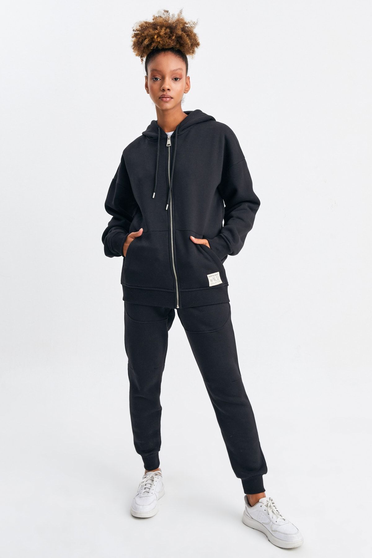 Northlight-Unisex Black I'll Go Anywhere With You Piece Print Soft Zippered Oversize Hoodie Set 2