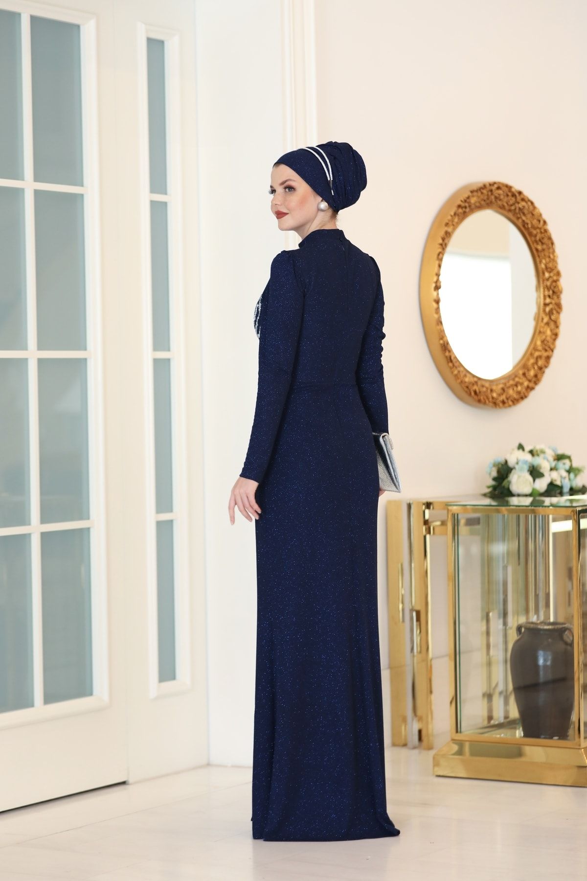 Dark blue online dress with hijab