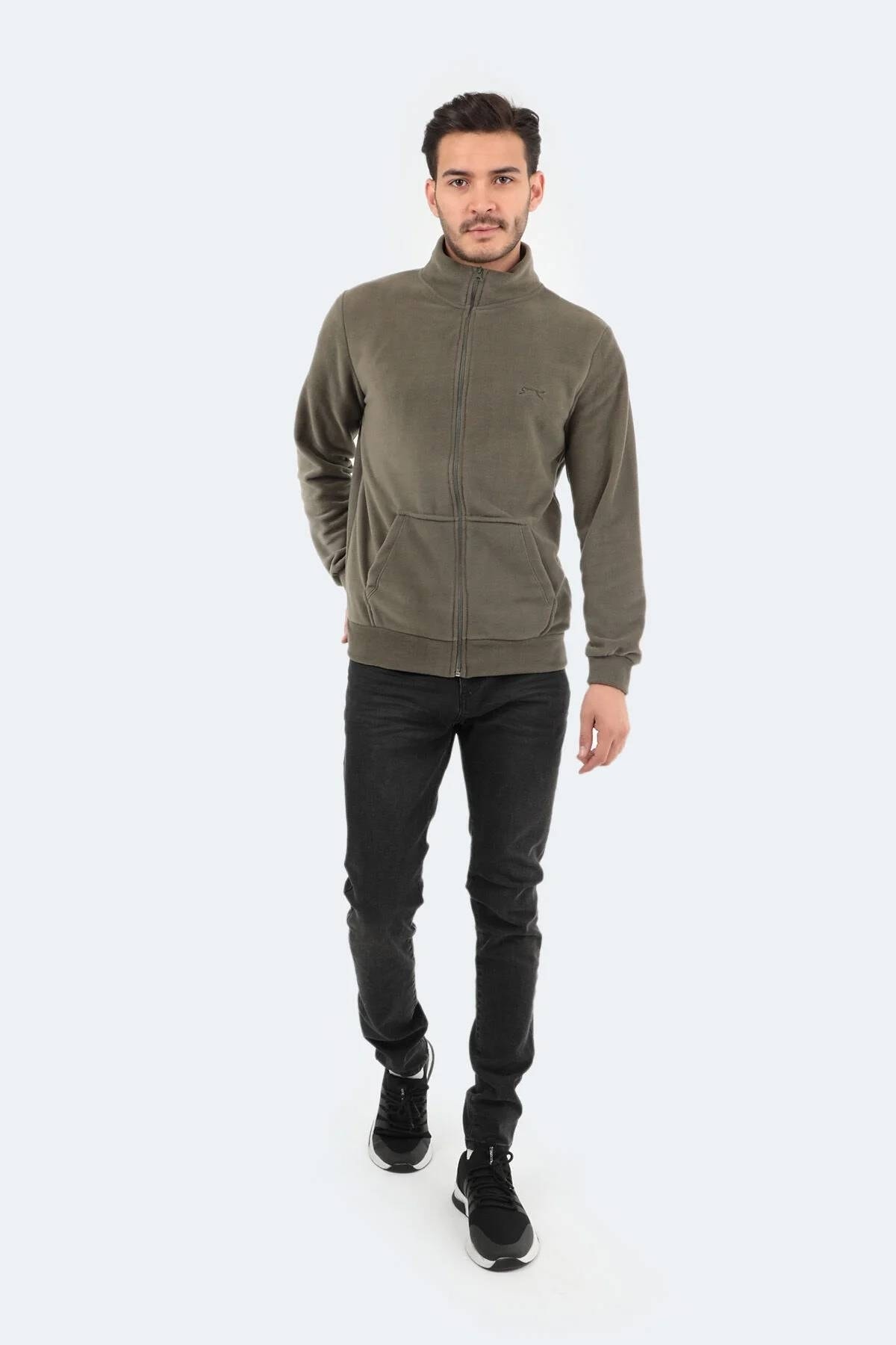 سویشرت مردانه خاکی رنگ مدل Sansa مدل St21we058-800 اسلازنگر سویشرت Slazenger