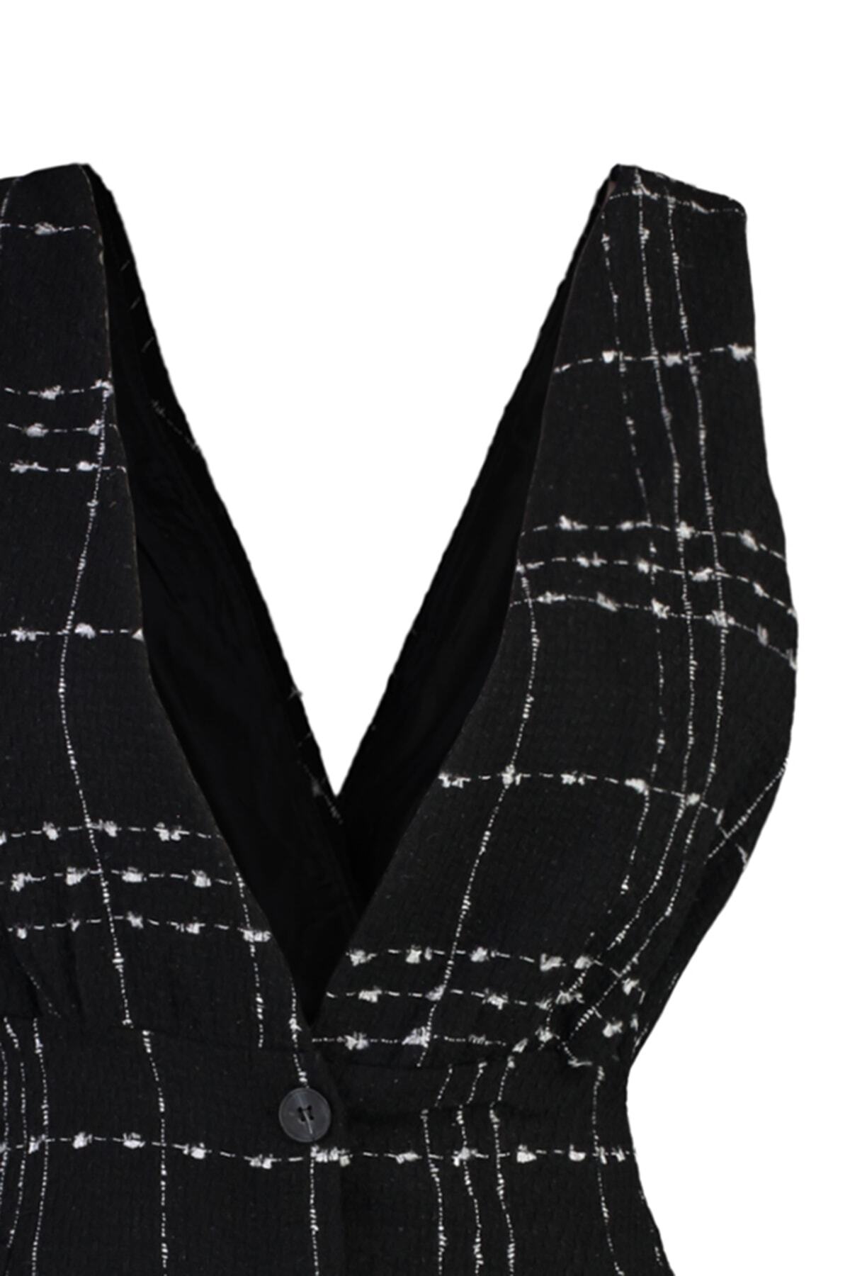 Trendyol Collection-Чорна ткана міні-сукня-жилет з V-подібним вирізом TWOAW21EL0319 7