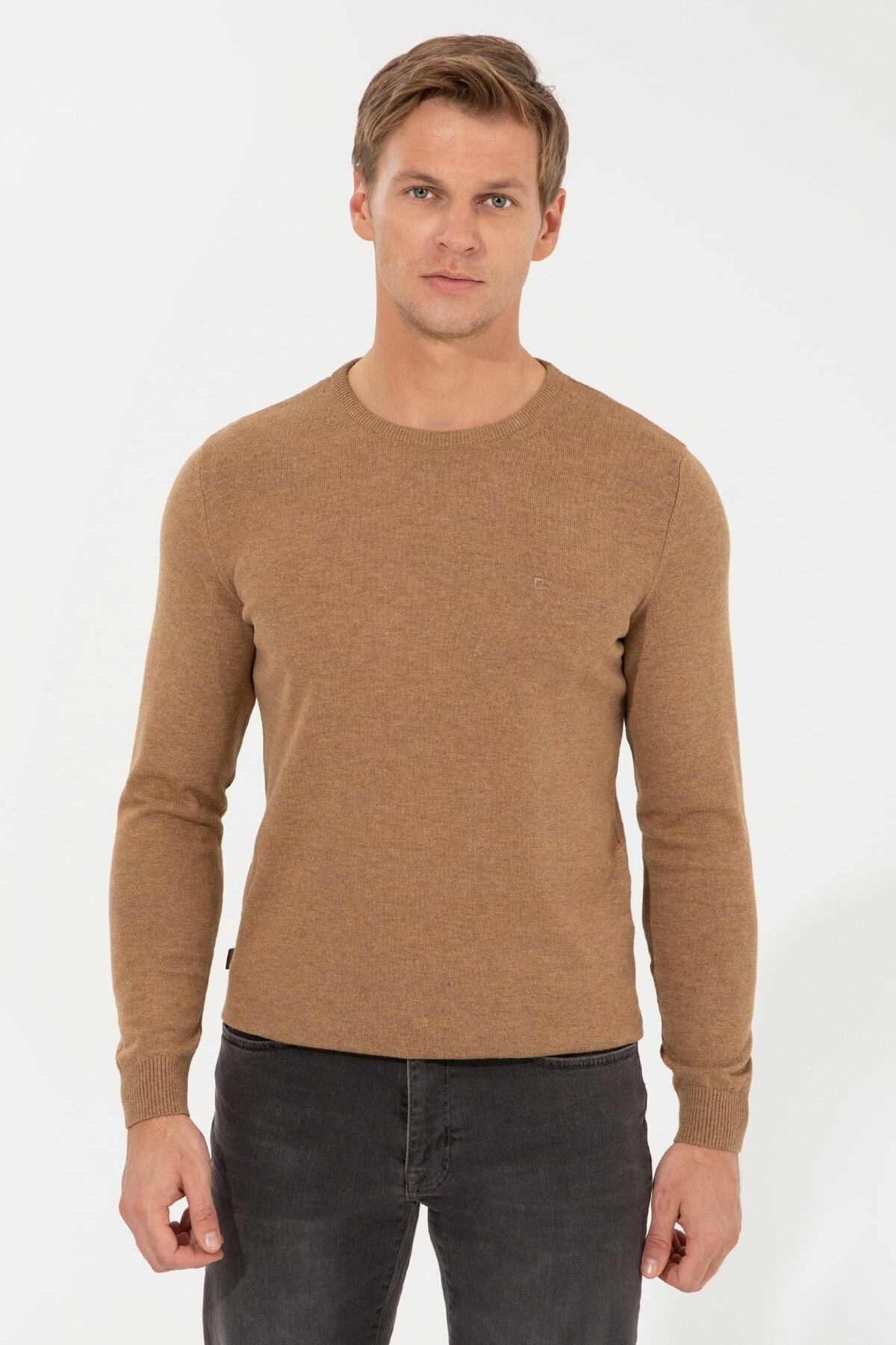 پیر کاردین ژاکت مردانه طرح شتری ملانژ