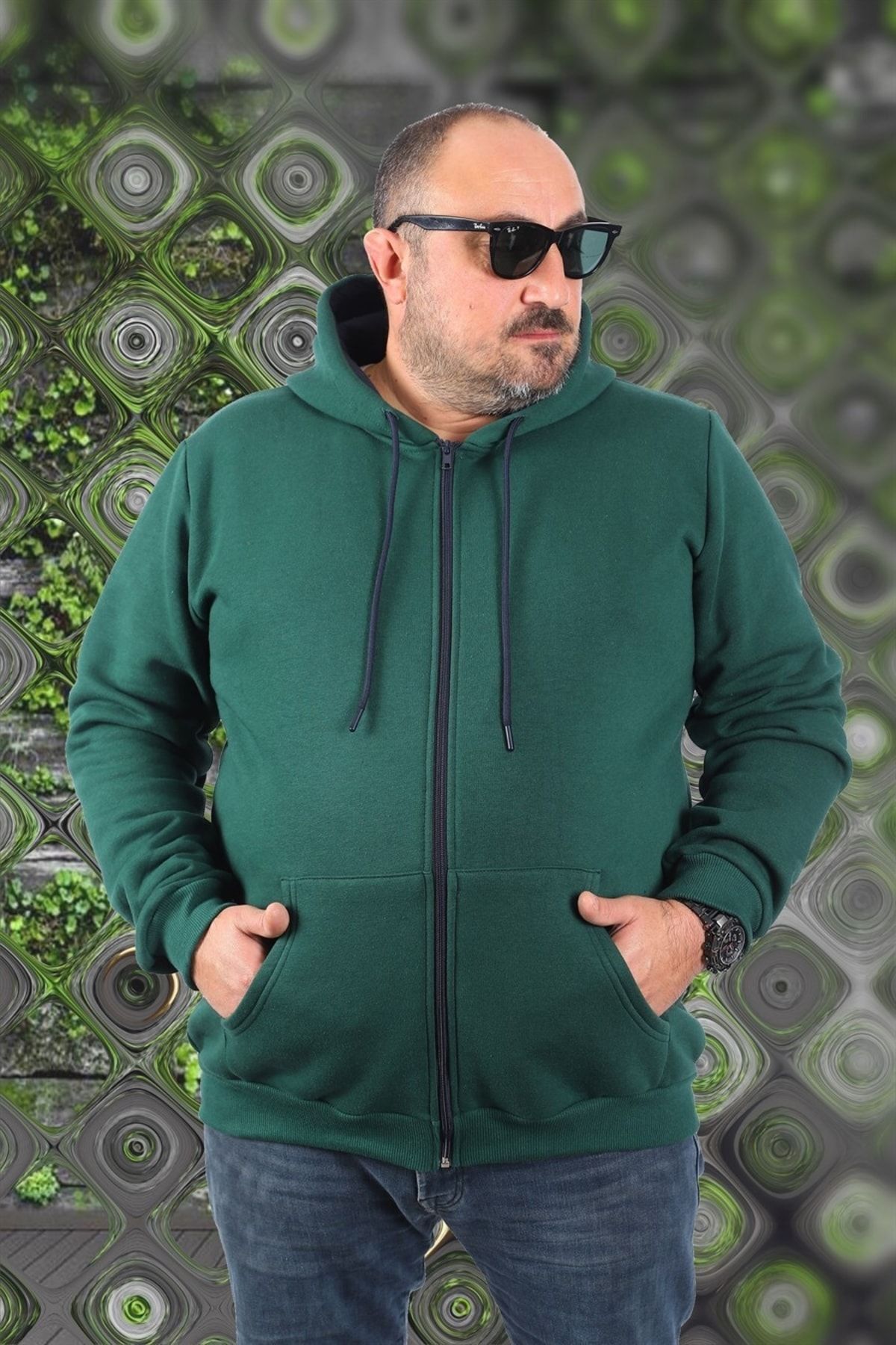 MocGrande-Plus Size Unisex Hooded 3ip Sweat 11701 Neftı 1