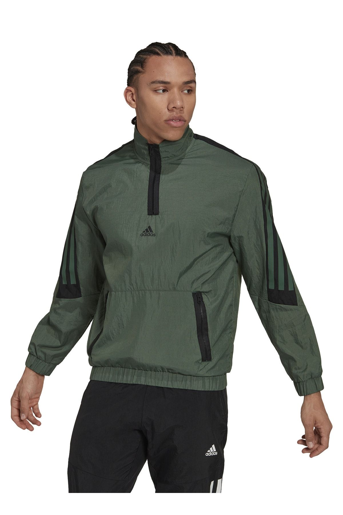 adidas Dik Yaka Yeşil Erkek Sweatshırt Hk2144 M Fı Wv 1/4-zip