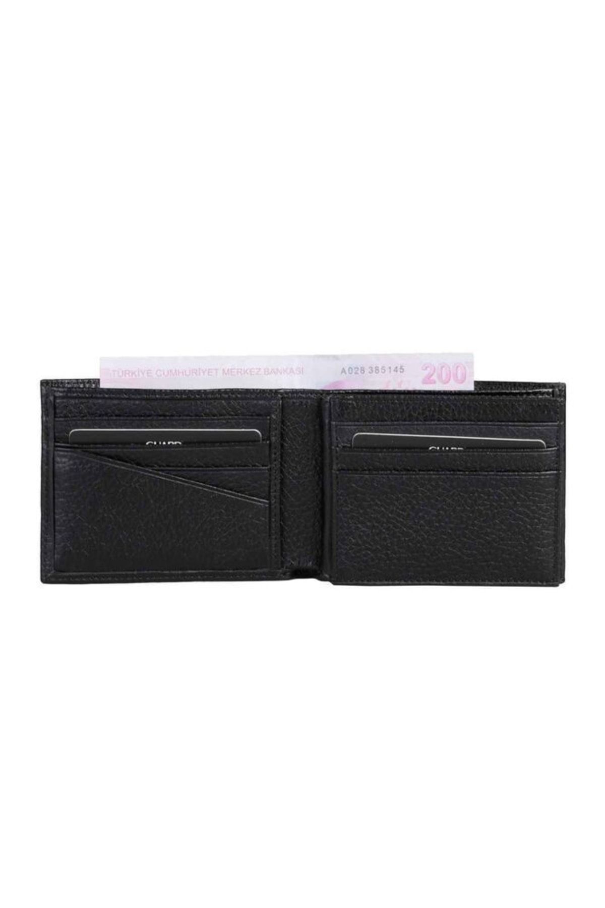 GUARD-Pistol Black Genuine Leather Horizontal Men's Wallet 2