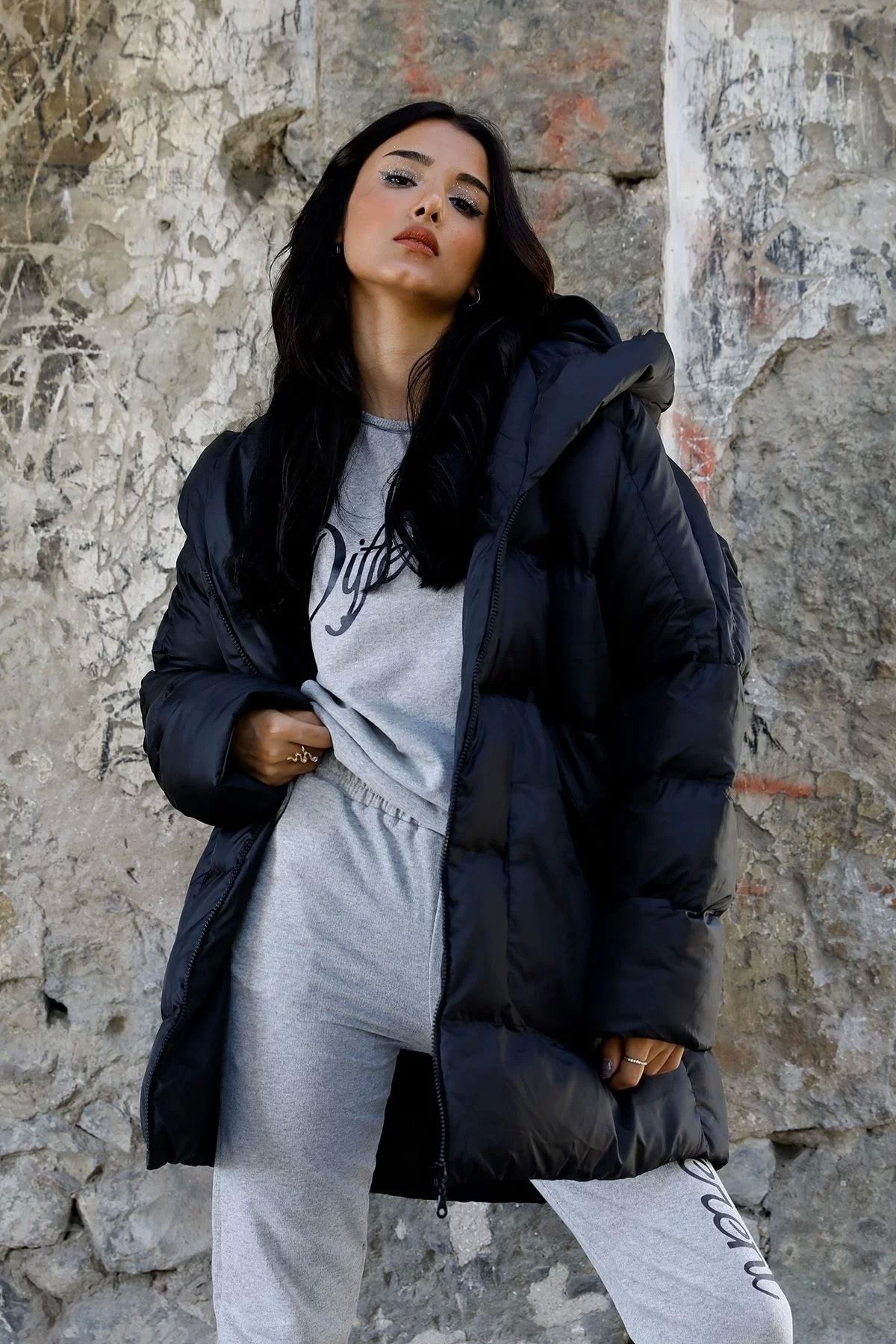 Kadın Oversize Dolumlu Puffer Şişme Salaş Mont