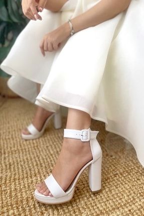 Kadın Bride Gelin Nikah Düğün Ayakkabısı Mat Deri Platformlu Tek Bant Yüksek Topuklu Ayakkabı Bridekalıntopuk