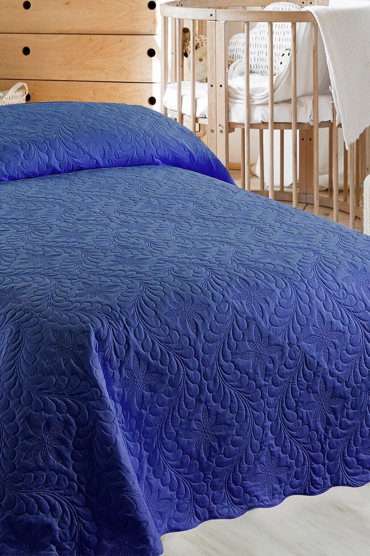 Örtüm Ivy Lacivert Tek Kişilik Microfiber Kapitone Yatak Örtüsü