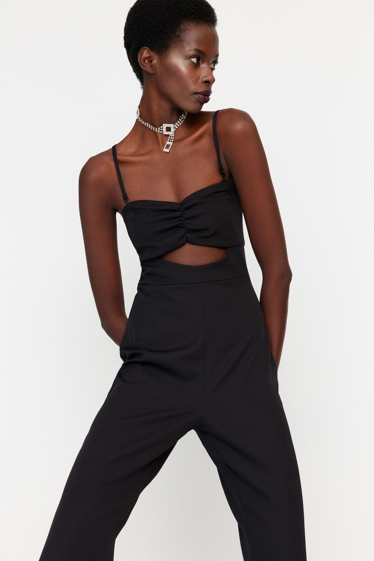 Black tie sale front jumpsuit