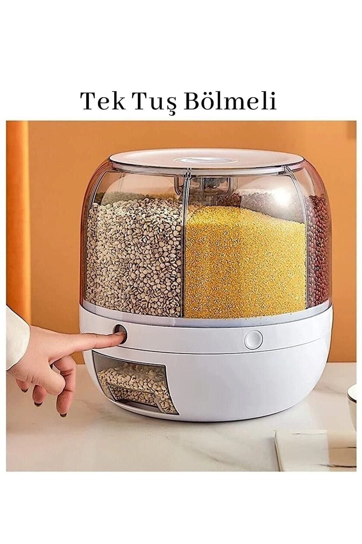 LİZA AKSESUAR-Dry Food and Pulses Storage Container, Vending Machine 360 °   Rotatable 6 Compartment Air Tight with Separator 5