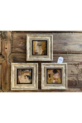 Çerçeveli Taş Tablo Gustav Klimpt Eserleri 20x20 cm 3 lü 3CDD-40-275
