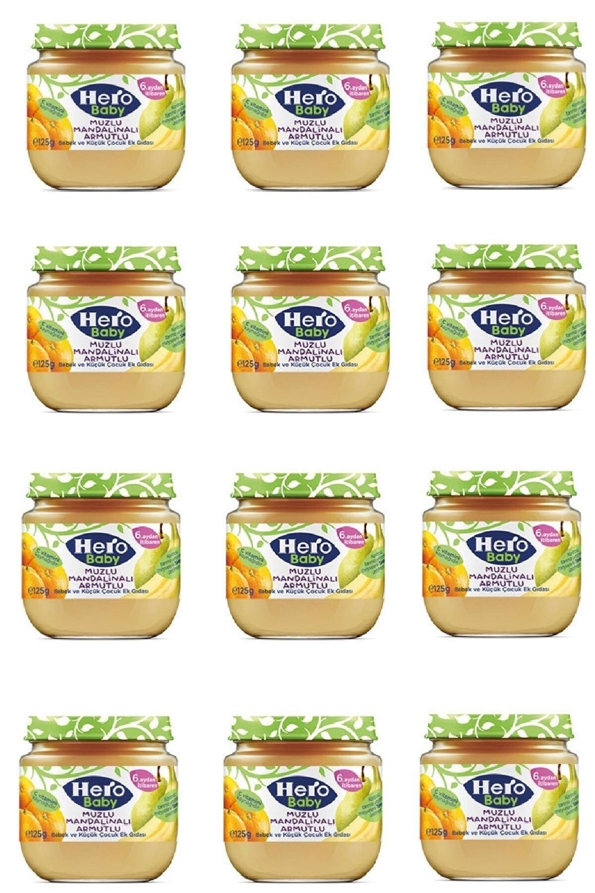 Hero Baby Muz Mandalina Armut Püreli Kavanoz Mama 125 Gr X 12 Adet
