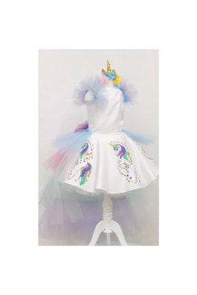 Unicorn Baskılı My Little Pony Kız Çocuk Doğumgünü Elbise&kostüm 000219