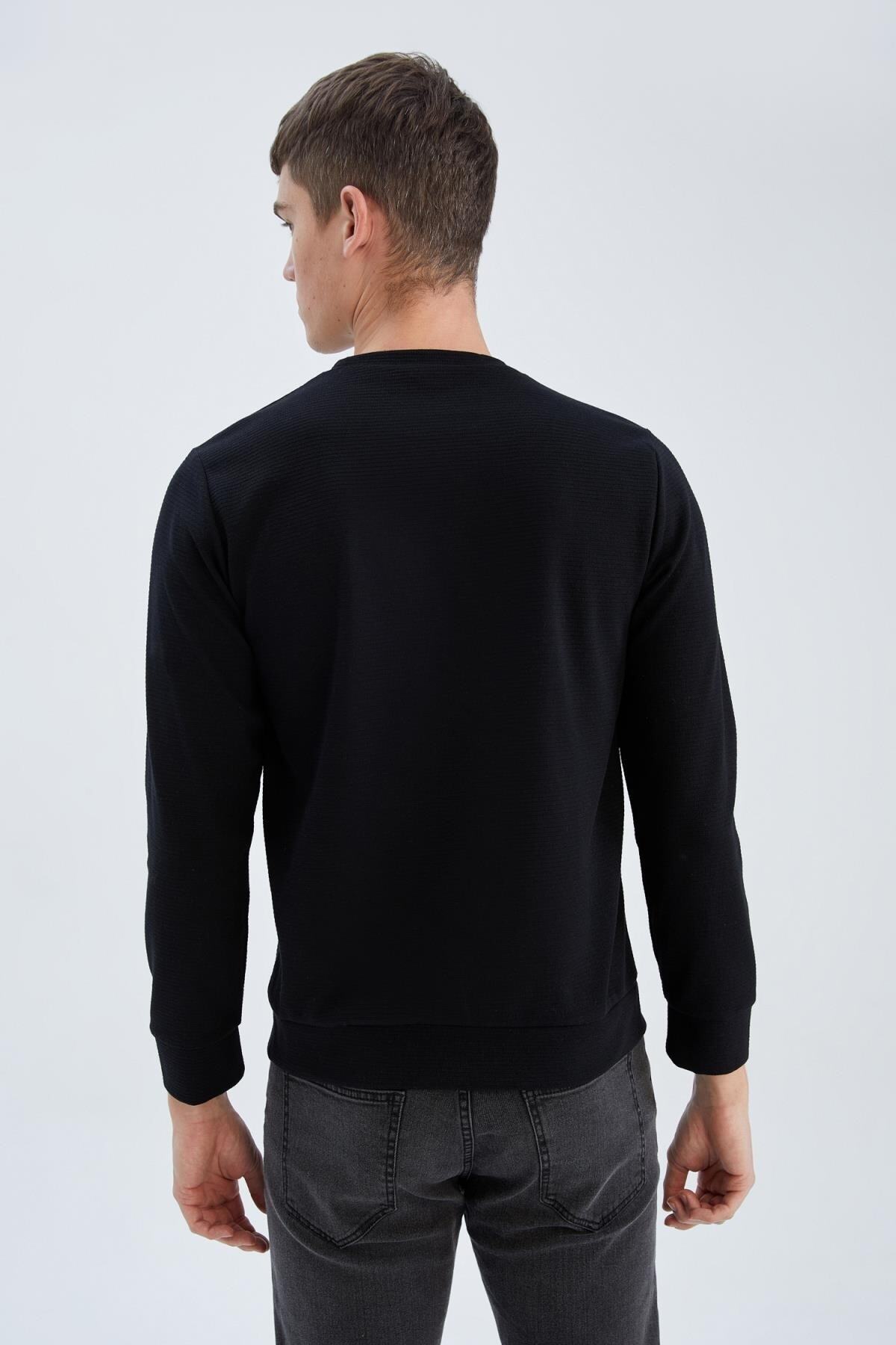 سویشرت مردانه مشکی دفکتو | Z9706AZ22AU اورجینال - تصویر 5