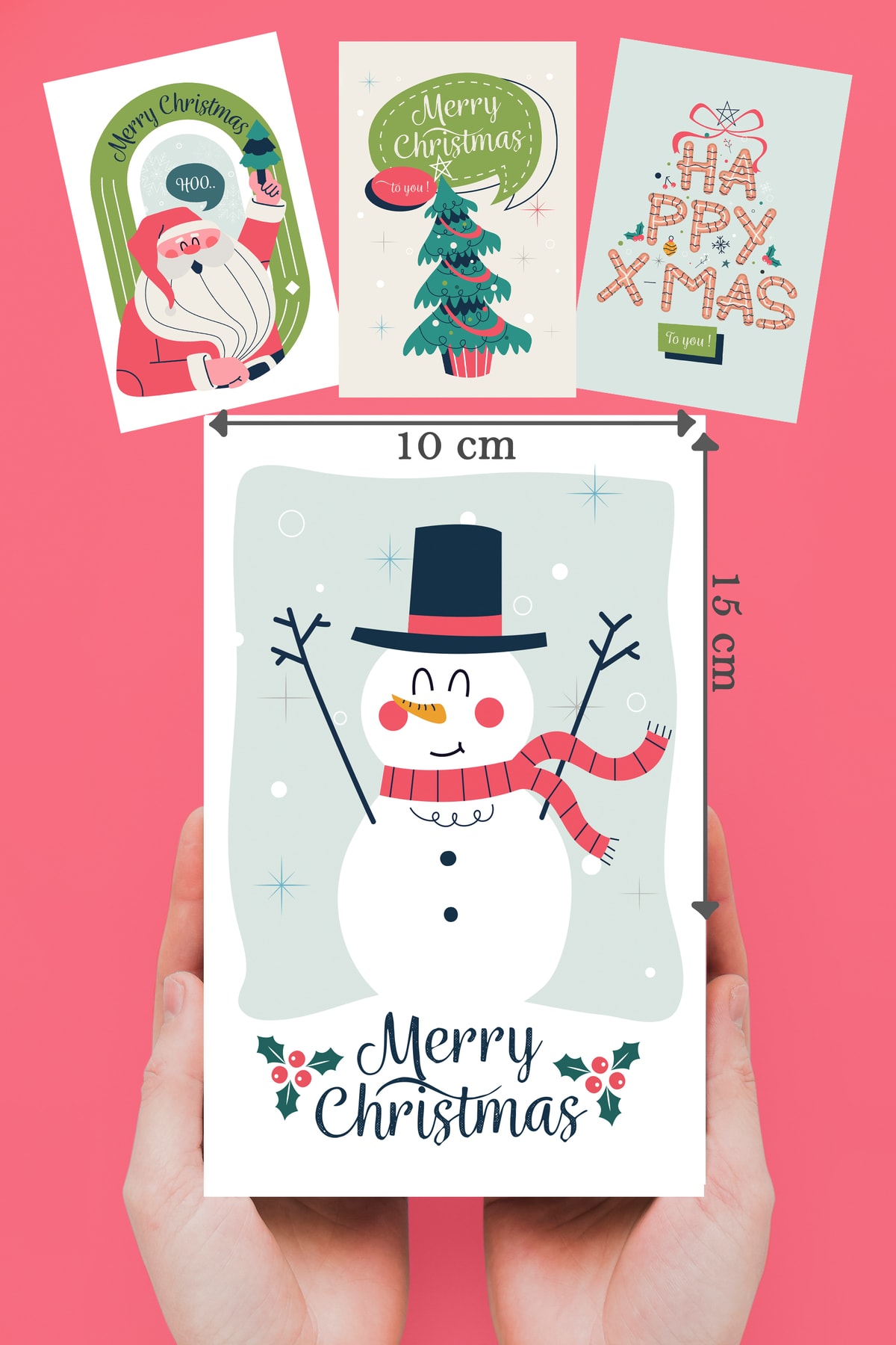 By Nur Erten Yılbaşı Kartpostal Seti Yeni Yıl Kutlama Hediyesi Postcard Christmas Noel Kardan Adam Noel Baba