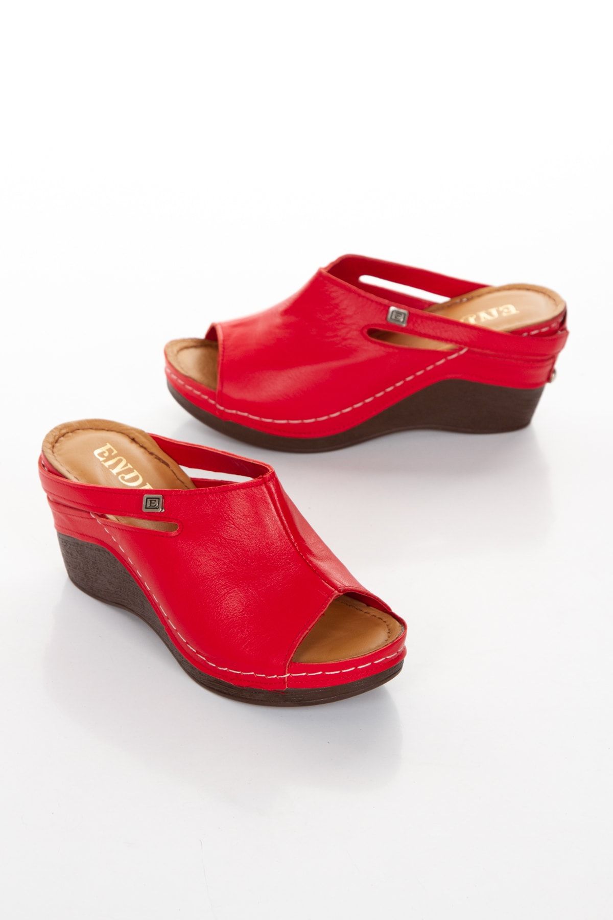 Ender-Genuine Leather Wedge Heel Women's Slippers 4