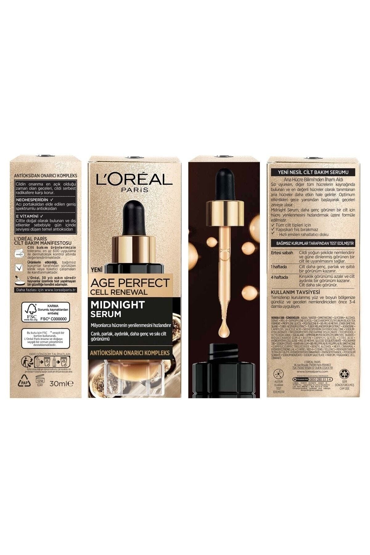 L'Oreal Paris Loreal Midnight Gece Serum Cilt Yenileme Midnayt Cilt Görünümü Canlandırma Etkili 30ml X2 2adet