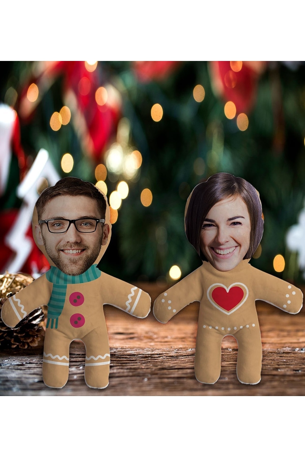 Bk Gift Gift Kişiye Özel Fotoğraflı Kurabiye Adam Kostümlü 2’li Bebek Yastık Seti-1 fotoğrafı 2 (önizleme)