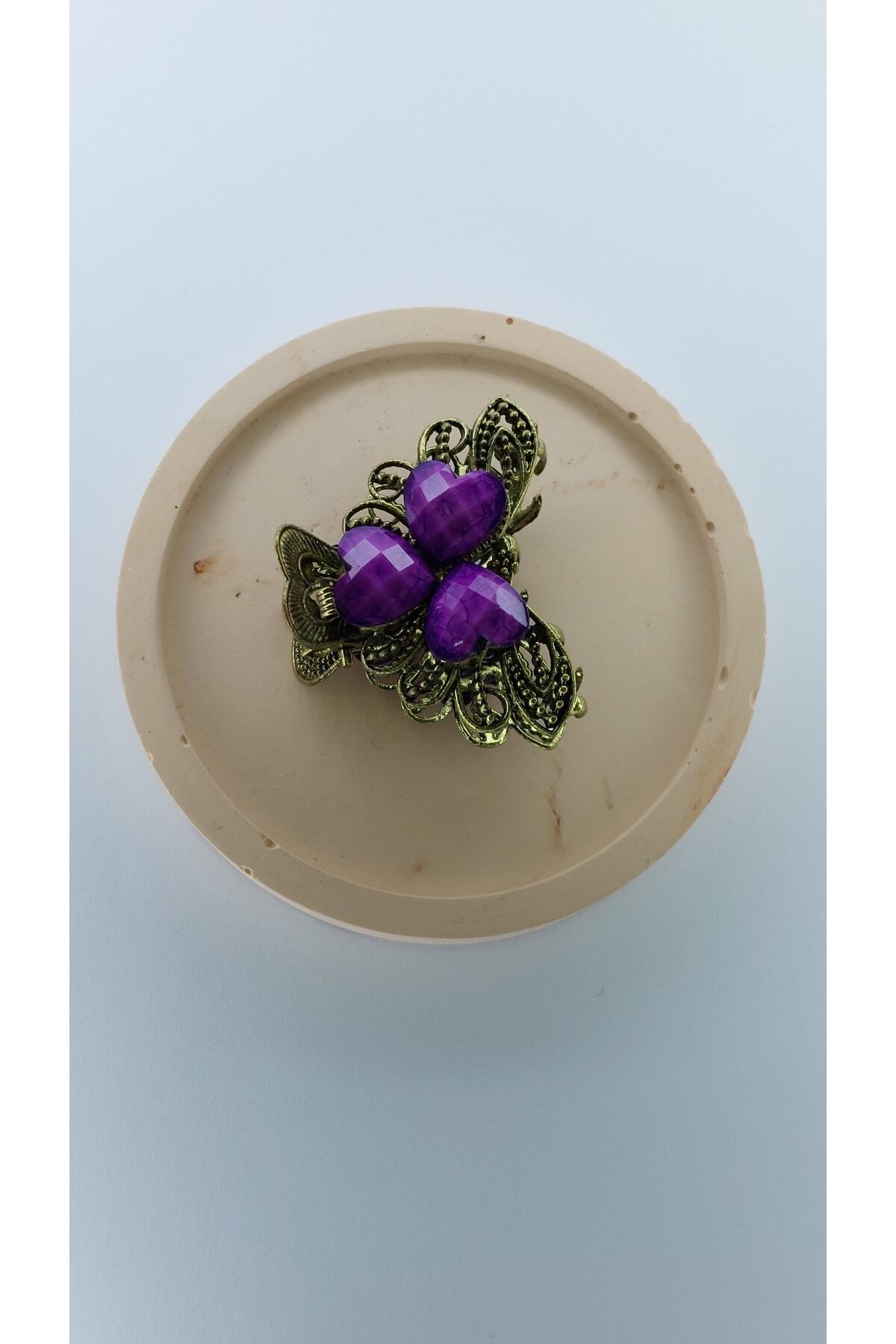 Women's Metal Latch Buckle Vintage Heart Medium Hairpin
