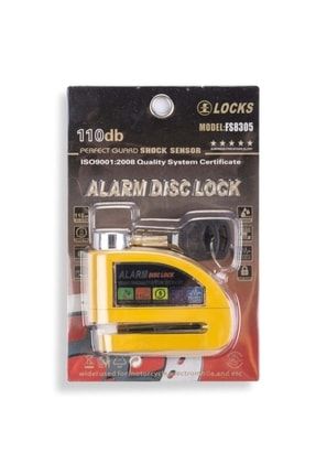 Lock Alarmlı Motosiklet Çelik Gövdeli Disk Kilidi 110dsb 6mm Sarı Renk onoff254
